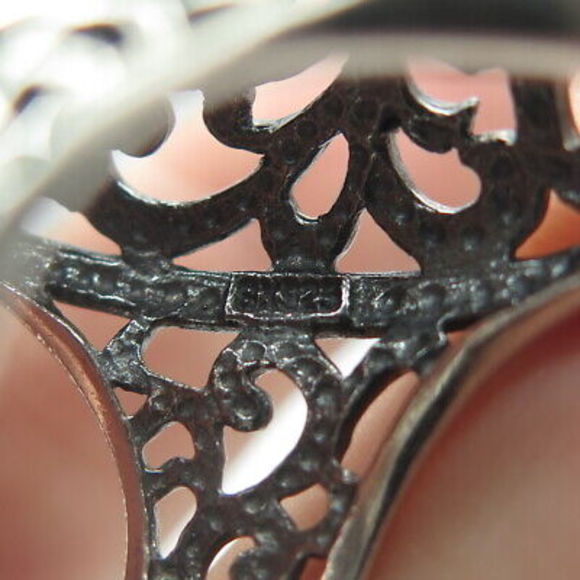 925 Sterling Silver Vintage Floral Swirl Dome Ring Size 8 - Picture 7 of 9